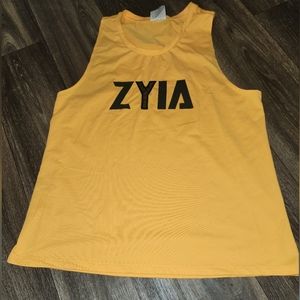 Zyia Active Yellow Bengal Muscle Tank Spell Out Mesh Y Size M